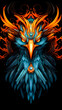 Blue phoenix wallpaper for smartphone with black background, bird background with fire around it