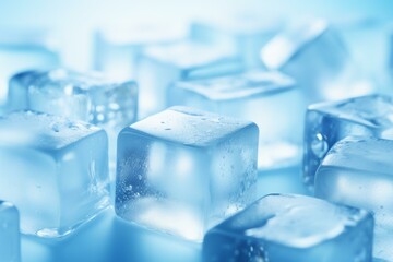 Poster - Solid Smooth ice cubes light. Wet purity. Generate Ai
