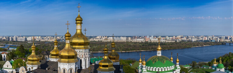 Wall Mural - View from the Great Lavra Bell Tower to the domes of the Kiev Pechersk Lavra. Kyiv, Ukraine.