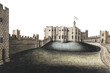 Vintage castle png illustration by William Beilby, transparent background