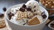 Home Made Smores Ice Cream with Graham Crackers Marshmallows and Chocolate Chunks