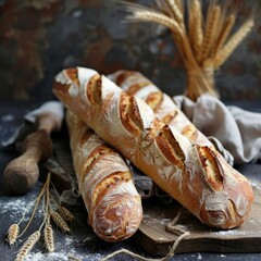 Wall Mural - a group of loaves of bread