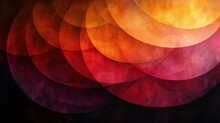   A Painting Featuring A Collection Of Circles In Red, Orange, Yellow, And Pink Hues Against A Black Backdrop