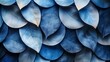   A tight shot of blue-and-white wallpaper adorned with an abundance of leaves