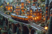 A Train Enthusiast's Lovingly Crafted Model Train Layout, Complete With Miniature Bridges And Tunnels