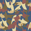 Camouflage seamless pattern Abstract vector illustration for printing on cloth, textile, Wallpaper, paper, wrapper. Different shades of brown and blue colour Background in military style