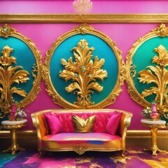 Wall Mural - gold and armchair