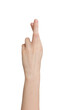 © valiantsin - Crossing fingers for luck, hand gesture isolated on white