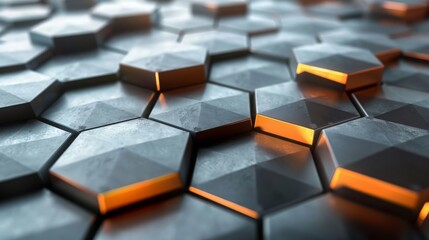 Wall Mural - 3d background with hexagons, 16:9