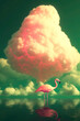Surreal Flamingo Under Cloud