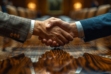Poster - a team of investment bankers negotiating terms of a corporate merger, aiming to maximize shareholder