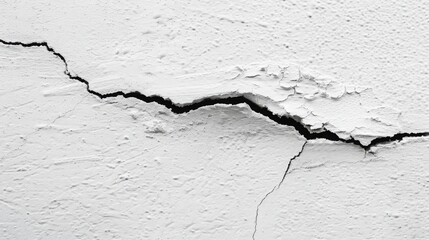 Cracks on the wall at the house or residence. The crack in the cement wall, Caused by the subsidence of the ground. Concrete wall crack background.