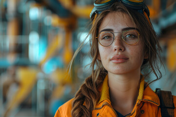 Poster - an empowered woman in the engineering field contributing to infrastructure development projects. con