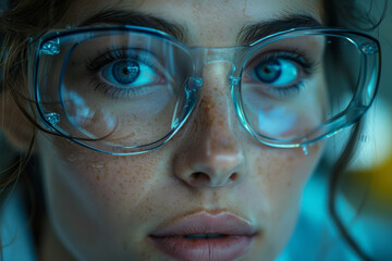 Poster - A female scientist conducting research and making breakthrough discoveries in her field. Concept of women in scientific exploration. Generative Ai.