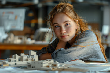 Poster - a female architect designing spaces that blend functionality with aesthetics. concept of women in ar