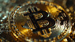 Bitcoin Close-Up of a Golden Bitcoin Coin Symbolizing Modern Cryptocurrency. Image made using Generative AI.