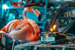 Renewable automotive diagnostics for pink flamingo's sunglasses repair.