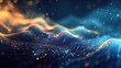 Wavy cosmic colorful orange and blue glowing shimmering neutral medical science background image mesmerizing art piece with mysterious light in darkness