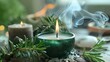 © Ilona - green candles, rosemary and incense smoke.