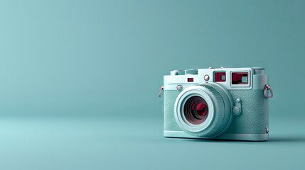 camera isolated on blue background