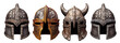 viking helmets PNG isolated on white and transparent background - mediaeval barbarian headgear soldier warrior costume armoring Assets