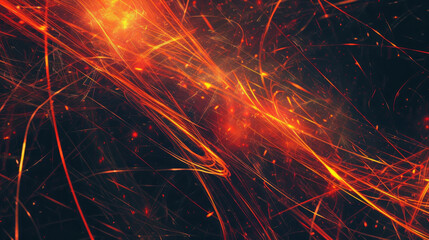 Poster - Abstract fiery particle trails background