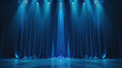 Empty stage or scene with curtain and spotlights in blue color effect as wallpaper background illustration