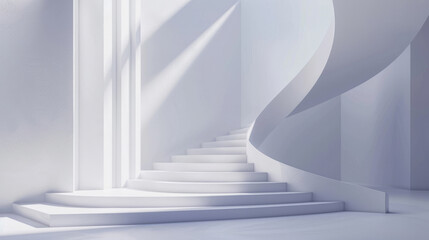 Aufkleber - Modern white spiral staircase in minimalistic interior