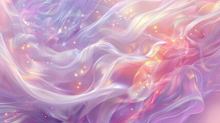Poster - Abstract silk waves with glowing particles