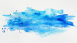 blue watercolor on paper colored brush stroke painting over transparent background, canvas watercolor texture.