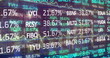 Colorful stock market numbers displaying on screens, showing various percentages