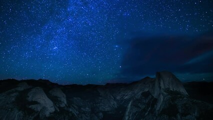 Wall Mural - Yosemite National Park Milky Way Galaxy Above Glacier Point Half Dome Pan R Sierra Nevada Mountains California USA