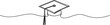 Graduation hat cap one continuous line.Academic cap line art.Student hat  one line drawing.Single continuous line art of  graduation cap.