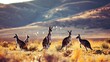 Outback Ballet: A Group of Kangaroos Hopping Across an Australian Landscape, Nature's Dance in the Wild
