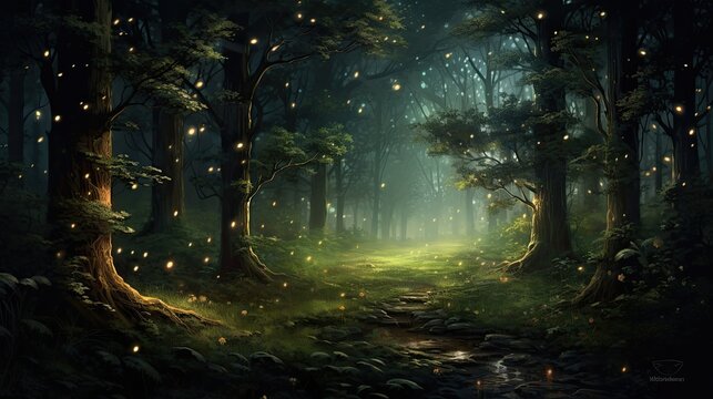 the path through the forest is dark and mysterious, but it is also full of beauty. the trees are tal