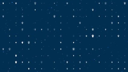 Poster - Template animation of evenly spaced basketball symbols of different sizes and opacity. Animation of transparency and size. Seamless looped 4k animation on dark blue background with stars