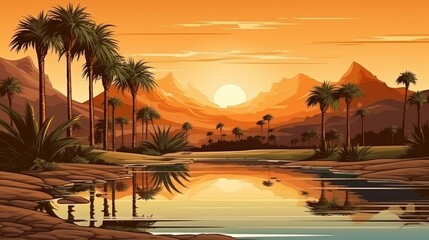 Wall Mural - This is a beautiful landscape image of a desert oasis.