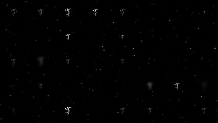 Wall Mural - Template animation of evenly spaced handball symbols of different sizes and opacity. Animation of transparency and size. Seamless looped 4k animation on black background with stars