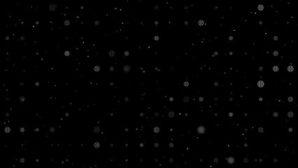 Poster - Template animation of evenly spaced microcircuit symbols of different sizes and opacity. Animation of transparency and size. Seamless looped 4k animation on black background with stars