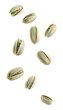 Pistachios floating over isolated transparent background