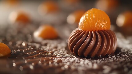 Wall Mural - Gourmet Chocolate Bonbon with Apricot Topping