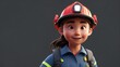 fireman girl in uniform on plain background cartoon from Generative AI