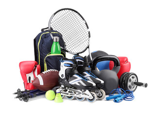 Sticker - Many different sports equipment isolated on white