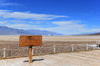 Badwater Basin sign in Death Valley National Park, marking the lowest point in North America.
