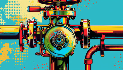 Wall Mural - A colorful drawing of a valve with a globe on top