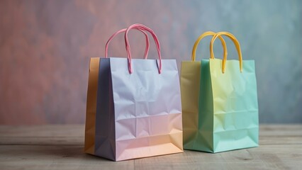 Two pastel colored shopping bags