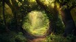Enchanted Forest Doorway. A Magical Journey into Fantasy. Fantasy book covers, fairy tale illustrations, children's literature 