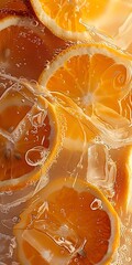 Poster - Generative AI : orange slices and lemon slices in sparkling water