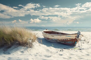 generative ai : old fishing boat on the beach