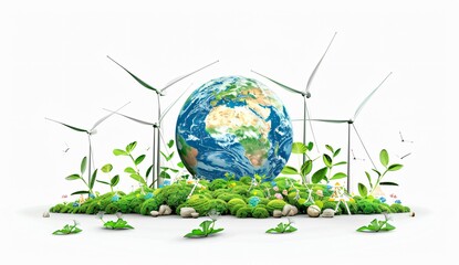 Wall Mural - Renewable energies are the future of the earth. Wind and Sun.